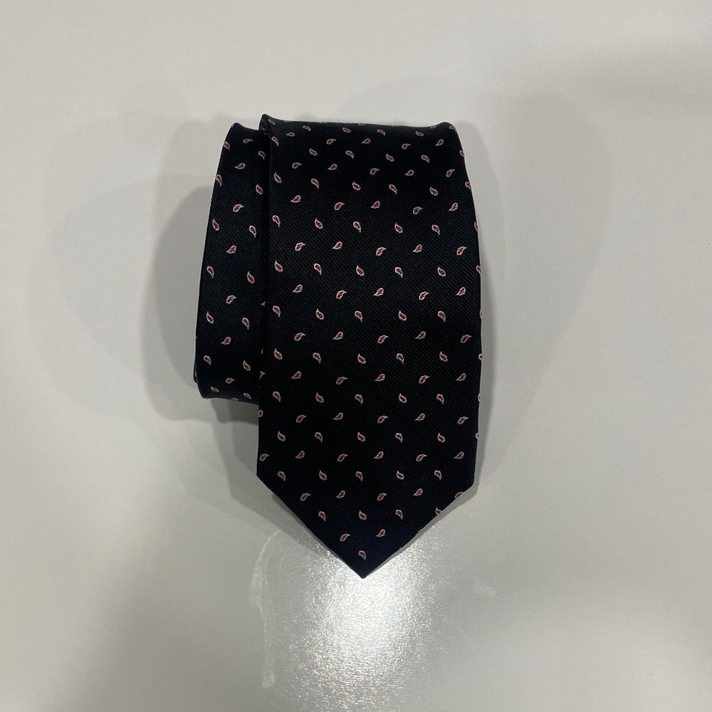 Zodiac Black Silk Tie with Red Accents